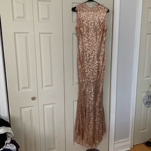 Rose Gold Sequin Open Back Maxi Gown